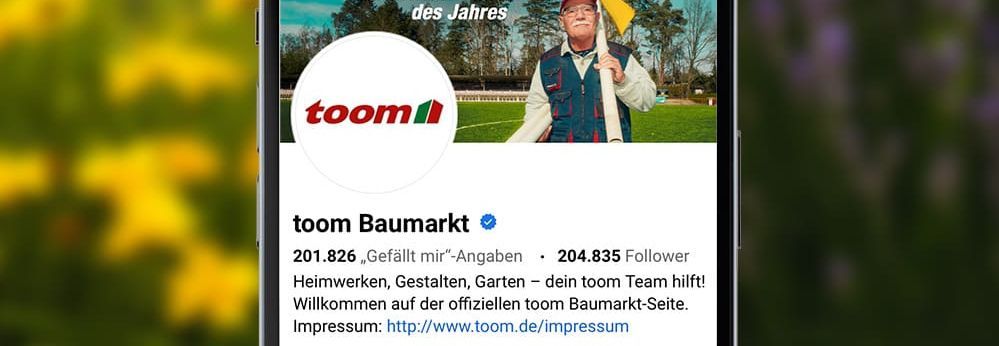 Screenshot des Facebook-Profils von toom Baumarkt